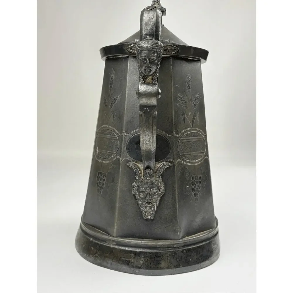 Antique 1868 Meriden B JAS Stimpson SilverPlated Pitcher Ceramic Liner Victorian